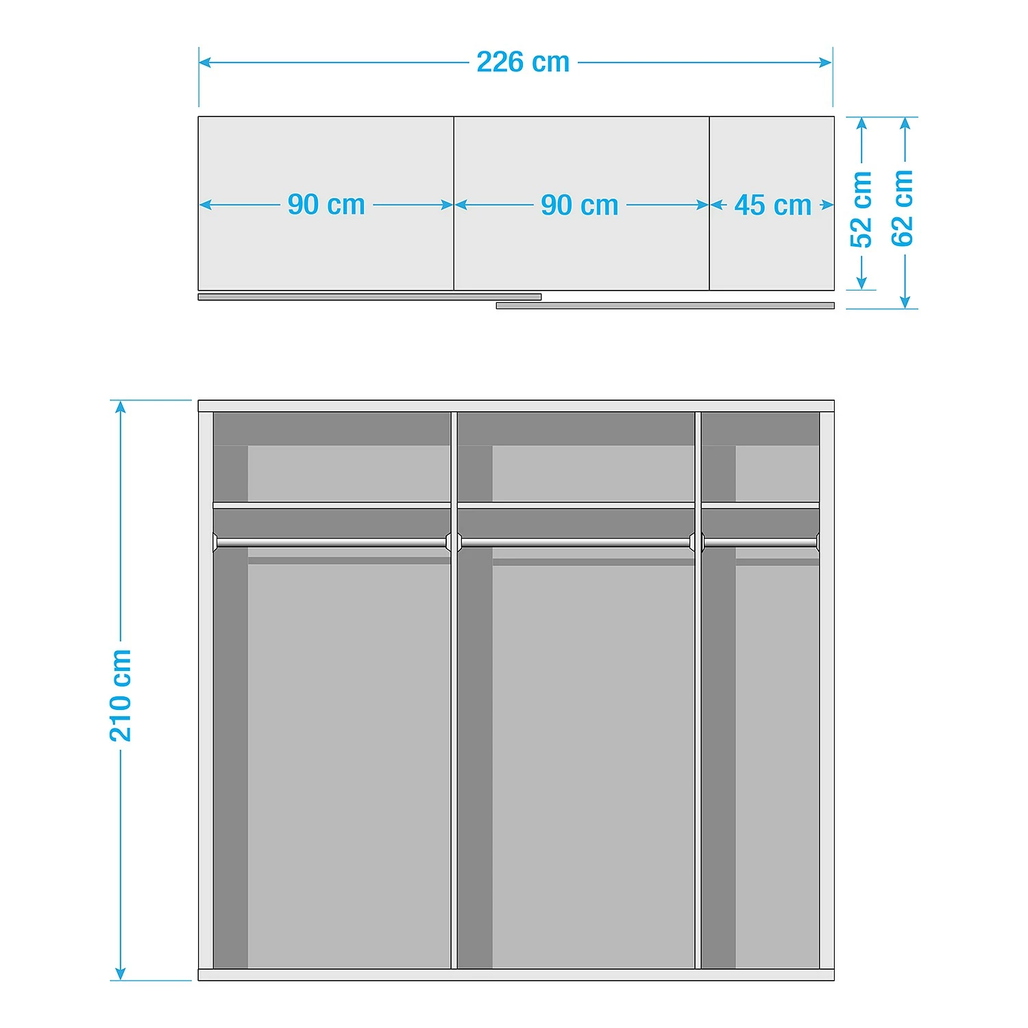 Rauch Orange Miroir Armoire Quadra Iii Largeur Hauteur 226 Cm 210 Cm Coulissante Alpin Blanc 7 Rauch Orange Miroir Armoire Quadra Iii Largeur Hauteur 226 Cm 210 Cm Coulissante Alpin Blanc â Image 5