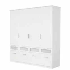 Armoire 181 Cm, 4 Porte Alpin/Verre Bochum Blanc Rauch Blue