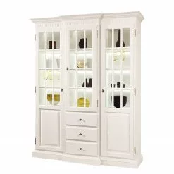 Ridgevalley La Carlotta Vitrine Pin Armoire Massif Éclairage Crème