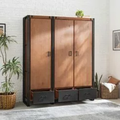 Ars Manufacti Armoire Manchester Ii Anthracite Acacia Acacia Massif Métal 166 Cm -Armoires Soldes 1000121277 191122 12054900006 MOOD DETAILS P000000001000121277 mood