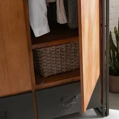 Ars Manufacti Armoire Manchester Ii Anthracite Acacia Acacia Massif Métal 166 Cm -Armoires Soldes 1000121277 191122 12054900010 DETAILS P000000001000121277