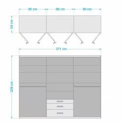 Rauch Orange Armoire 271 Cm Imitation Chêne De Sonoma Miroir Alpin Hildesheim Blanc -Armoires Soldes 1000121629 210622 14322400019 SKETCH DETAILS P000000001000121629 sketch