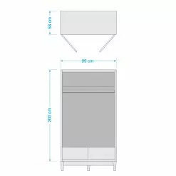 Mørteen Armoire Blanc Chêne Clair -Armoires Soldes 1000123673 210622 14322400021 SKETCH DETAILS P000000001000123673 sketch