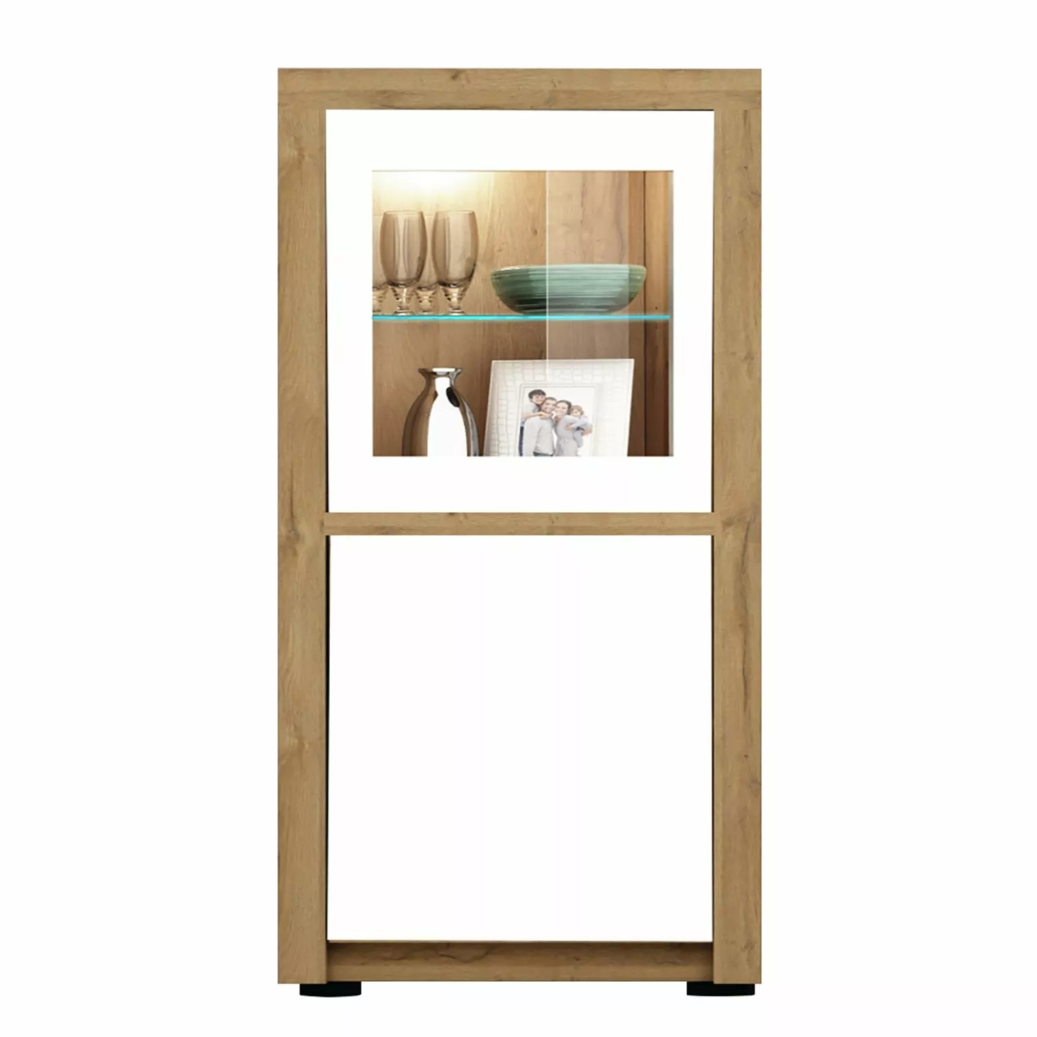 Fredrik Vitrine Chêne Bunnell Ii Imitation Brillant Blanc 3 Fredrik Vitrine Chêne Bunnell Ii Imitation Brillant Blanc