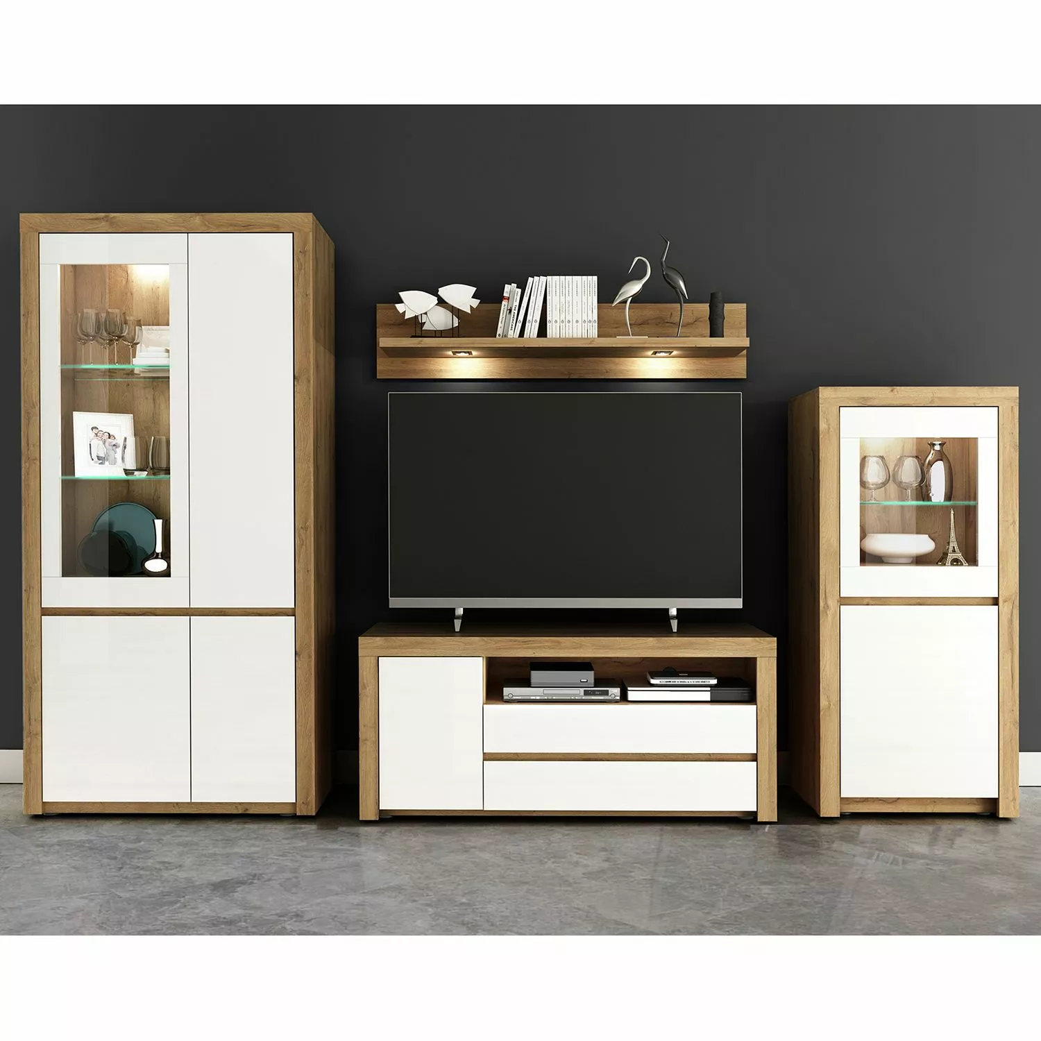 Fredrik Vitrine Chêne Bunnell Ii Imitation Brillant Blanc 4 Fredrik Vitrine Chêne Bunnell Ii Imitation Brillant Blanc – Image 2