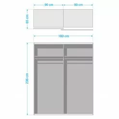 Wimex Armoire Porte Easy Plus Ii Largeur 236 Cm Hauteur 180 Cm Blanc -Armoires Soldes 1000130066 180912 12071387 GALLERYIMAGES P000000001000130066