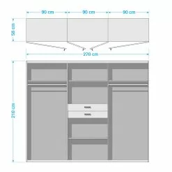 Wimex Vanea Armoire Chêne 270 Cm 2 Largeur Imitation -Armoires Soldes 1000136807 201112 16502500015 SKETCH DETAILS P000000001000136807 sketch