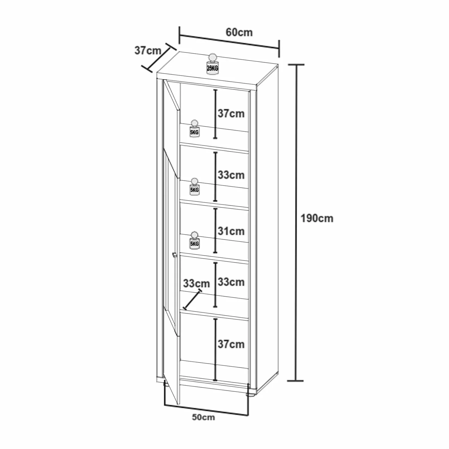 Hagby Vitrine I Imitation Chêne Loftscape Blanc 5 Hagby Vitrine I Imitation Chêne Loftscape Blanc – Image 3