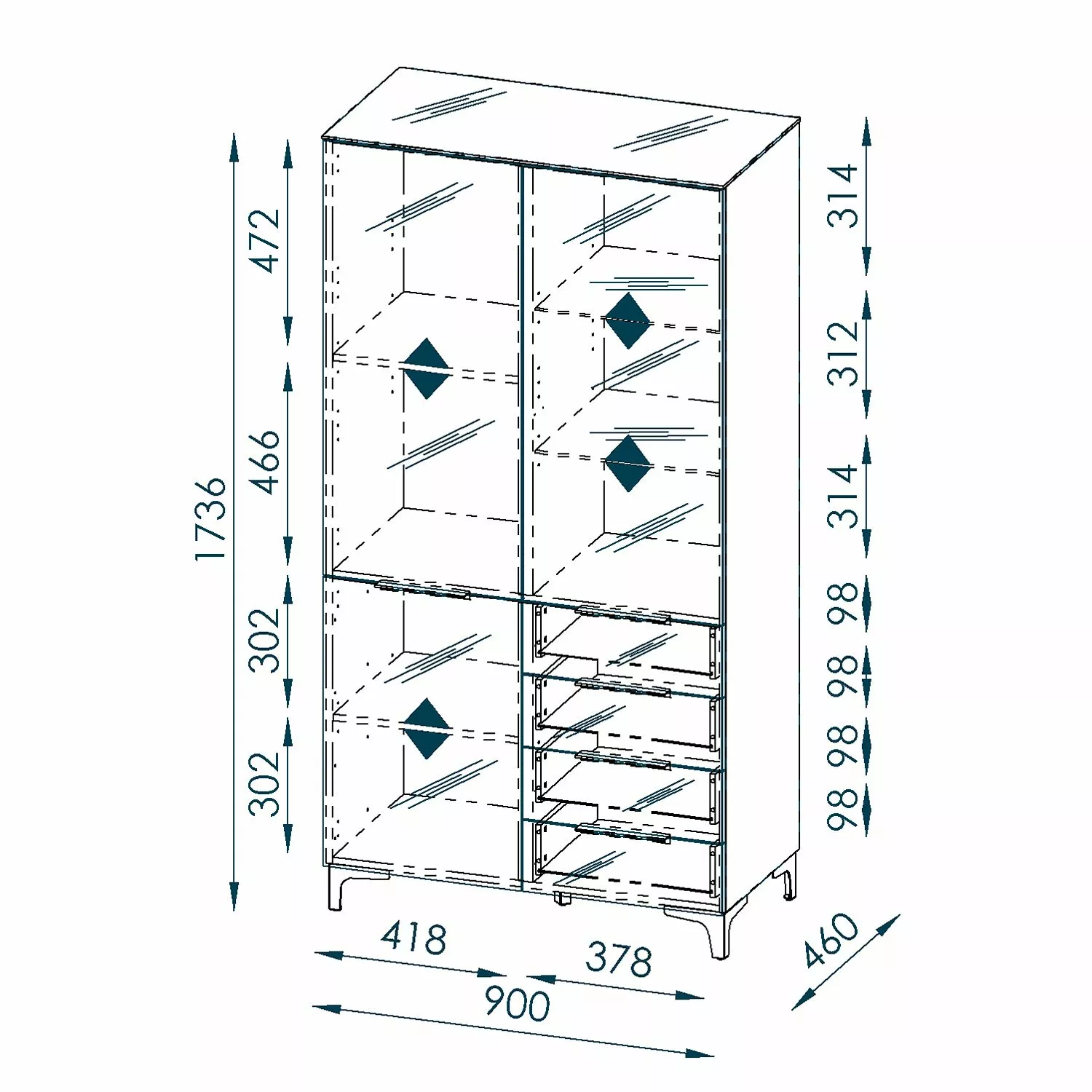 Maja Vitrine Möbel Imitation Shino 7 Maja Vitrine Möbel Imitation Shino – Image 5