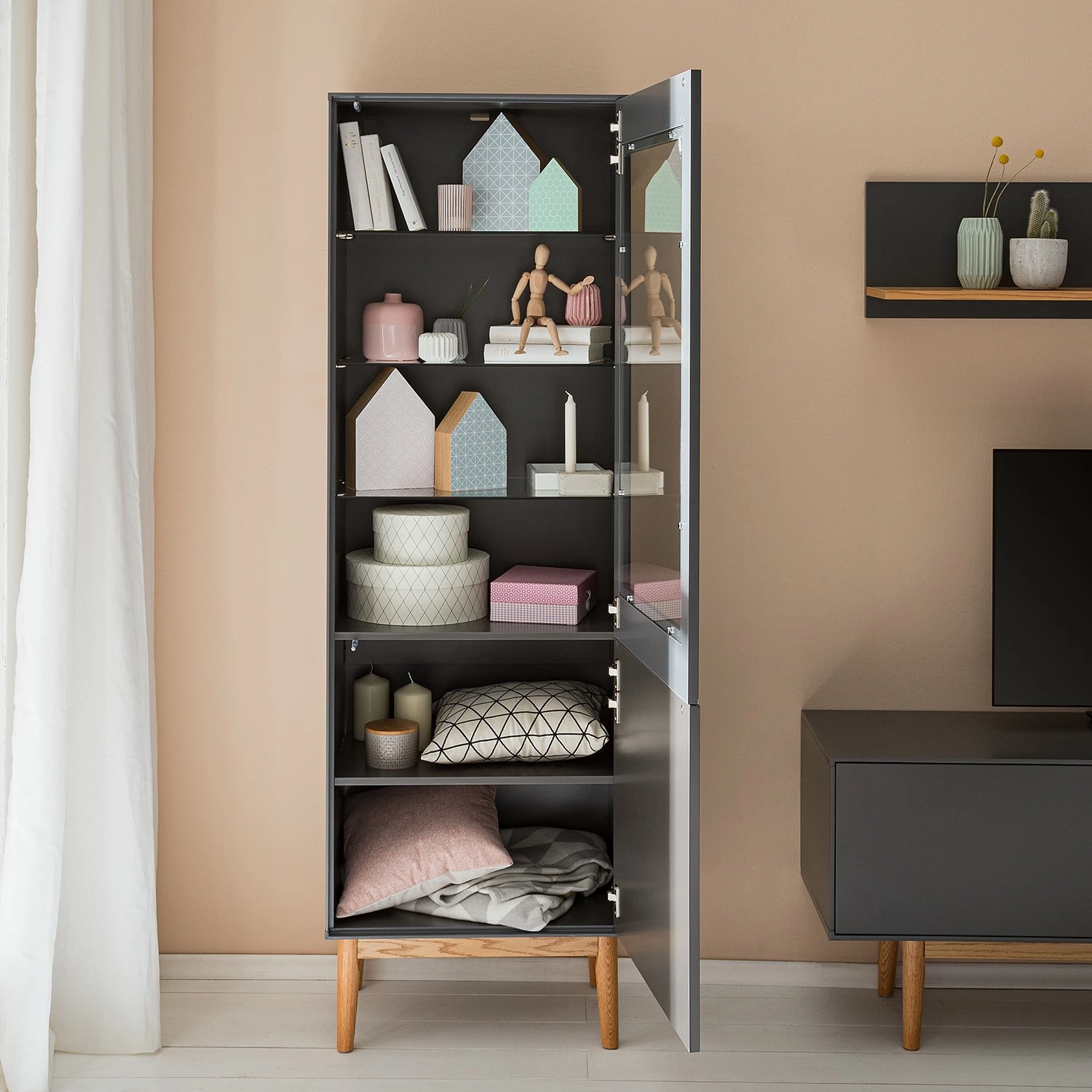 Vitrine Mat Chêne Massif Lindholm Gri 10 Vitrine Mat Chêne Massif Lindholm Gri – Image 8