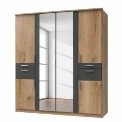 Wimex Armoire Koblenz Ii Chêne Brut De Sciage Graphite 179 Cm Largeur Droite Compartiment Imitation