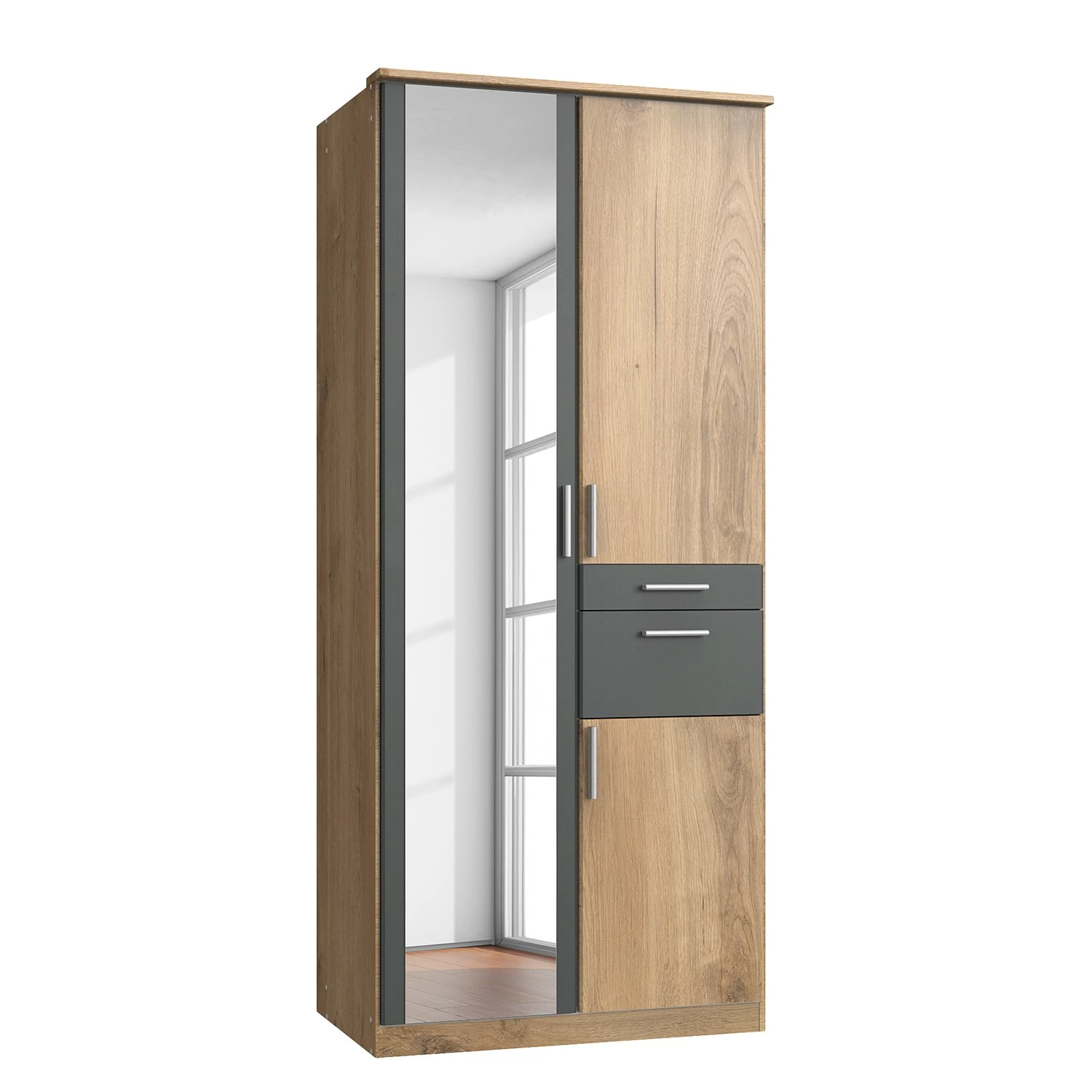 Wimex Armoire Koblenz I Chêne Brut De Sciage Graphite Largeur 91 Cm Compartiment Imitation 3 Wimex Armoire Koblenz I Chêne Brut De Sciage Graphite Largeur 91 Cm Compartiment Imitation