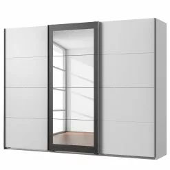 Wimex Minden Armoire Graphite 270 Cm Largeur Coulissante Miroir Blanc