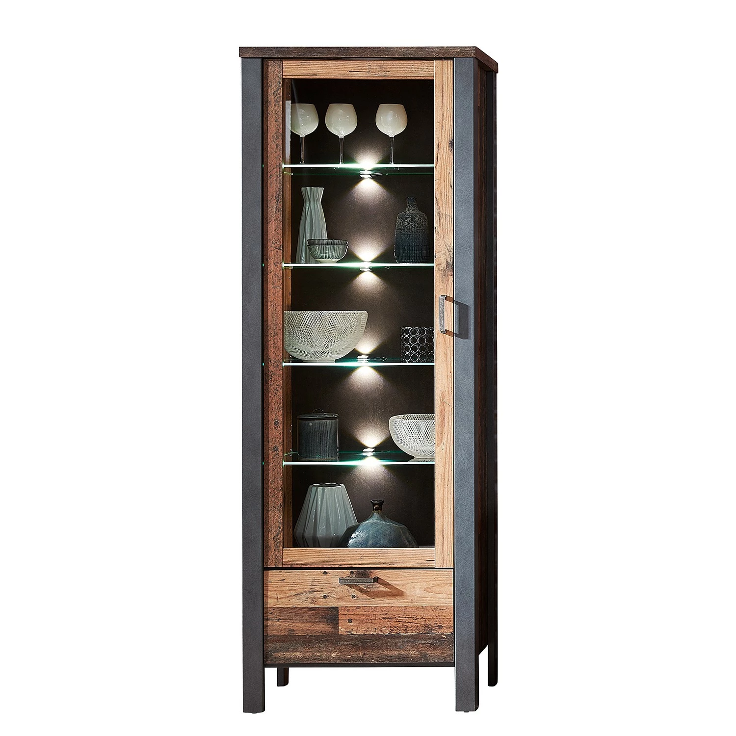 Vitrine Blackpool Ii Imitation Bois Éclairage Living Recyclé Red Gri 3 Vitrine Blackpool Ii Imitation Bois Éclairage Living Recyclé Red Gri