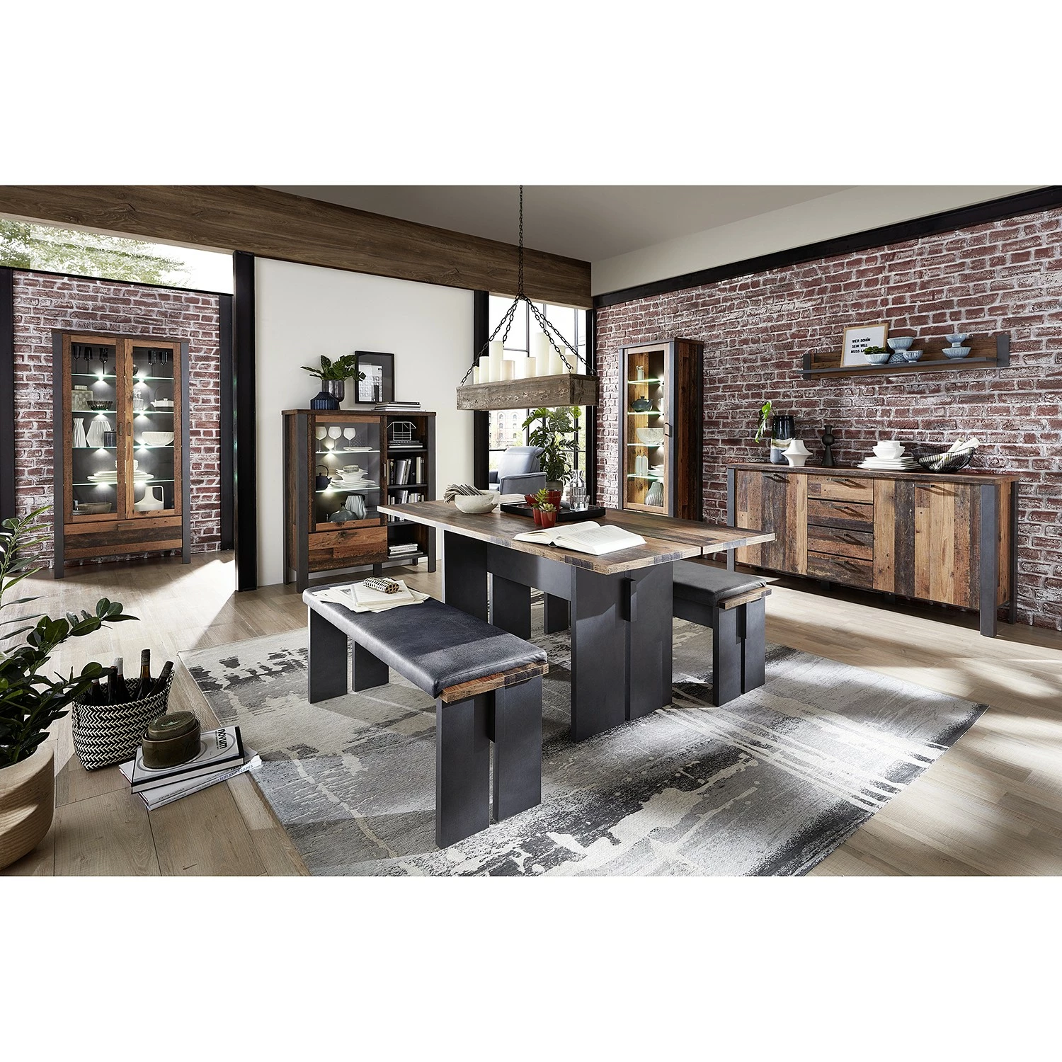 Vitrine Blackpool Ii Imitation Bois Éclairage Living Recyclé Red Gri 7 Vitrine Blackpool Ii Imitation Bois Éclairage Living Recyclé Red Gri – Image 5