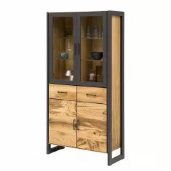 Naturoo Placage Vitrine Bois Ironwood Métal Gri
