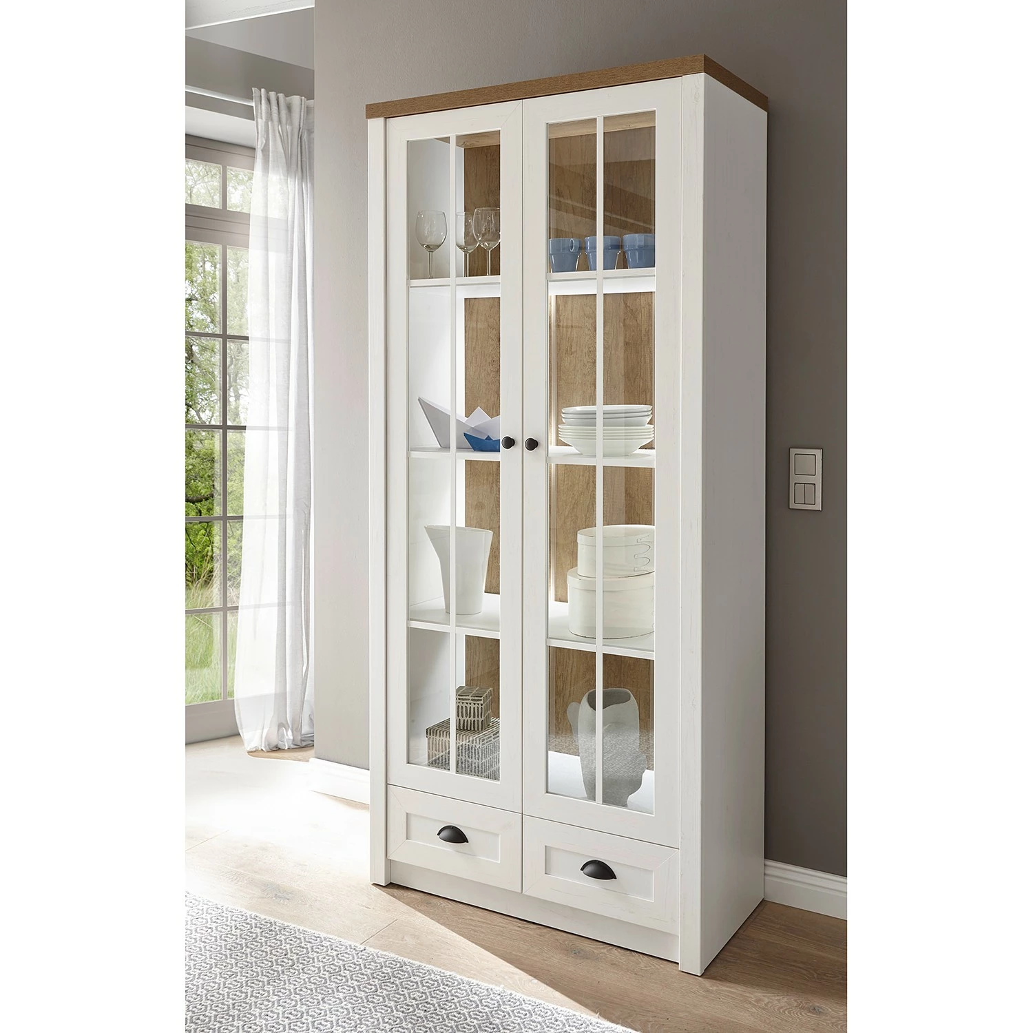 Norrwood Vitrine Proville Ii Imitation Chêne Blanc 4 Norrwood Vitrine Proville Ii Imitation Chêne Blanc – Image 2