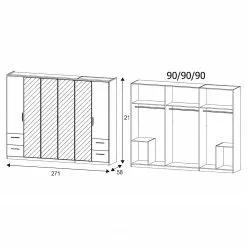 Carlsson Armoire Ii 271 Cm : Largeur Rauch Orange -Armoires Soldes 1000214951 200617 17094300029 SKETCH DETAILS P000000001000214951 sketch