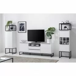 Fredriks Armoire White Hall II - Blanc mat / Noir -Armoires Soldes 1000218376 210316 08061400017 MOOD DETAILS P000000001000218376 mood