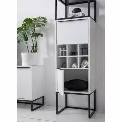 Fredriks Armoire White Hall II - Blanc mat / Noir -Armoires Soldes 1000218376 210316 08061700019 DETAILS P000000001000218376