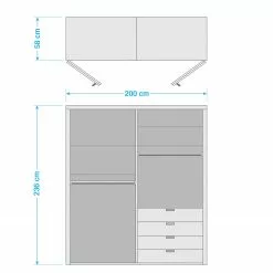 Wiemann Armoire Loft I 236 Cm Magnolia Imitation -Armoires Soldes 1000233613 210623 13050900004 SKETCH DETAILS P000000001000233613 sketch