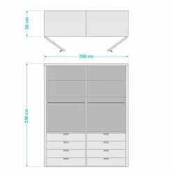 Wiemann Armoire Loft Ii Largeur 236 Cm Hauteur 200 Cm Alpin Blanc -Armoires Soldes 1000233752 210623 13051000099 SKETCH DETAILS P000000001000233752 sketch