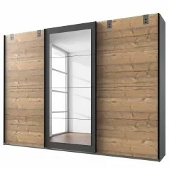 Wimex Armoire Sapin Graphite 270 Cm Imitation Miroir Blanc