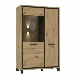 Red Living Vitrine Egan III - Imitation chêne artisan / Imitation chêne noir