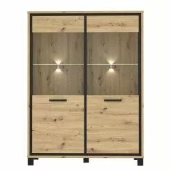 Egan I Vitrine Chêne Artisan Imitation Living Red -Armoires Soldes 1000270227 210609 06155300110 DETAILS P000000001000270227