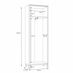 Norrwood Boyd Armoire Imitation Chêne Blanc -Armoires Soldes 1000270230 210609 06155500139 SKETCH DETAILS P000000001000270230 sketch