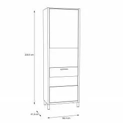 Norrwood Vitrine Chêne Imitation Boyd -Armoires Soldes 1000270239 210609 06160000212 SKETCH DETAILS P000000001000270239 sketch