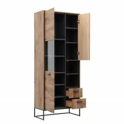 Meevoo Vitrine Imitation Chêne Graphite Living Rustique Red -Armoires Soldes 1000273890 210614 14470200042 DETAILS P000000001000273890