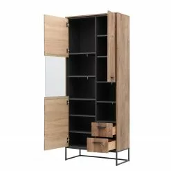 Meevoo Vitrine Imitation Chêne Graphite Living Rustique Red -Armoires Soldes 1000273890 210614 14470200043 DETAILS P000000001000273890