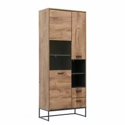 Meevoo Vitrine Imitation Chêne Graphite Living Rustique Red -Armoires Soldes 1000273890 210614 14470200046 DETAILS P000000001000273890