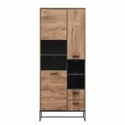 Meevoo Vitrine Imitation Chêne Graphite Living Rustique Red -Armoires Soldes 1000273890 210614 14470200047 DETAILS P000000001000273890