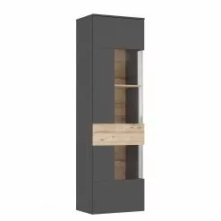 Vitrine Imitation Chêne Loftscape Éclairage Corey Gri -Armoires Soldes 1000282745 211109 144353000101 DETAILS P000000001000282745