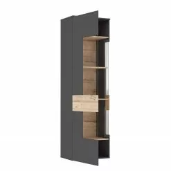 Vitrine Imitation Chêne Loftscape Éclairage Corey Gri -Armoires Soldes 1000282745 211109 144353000113 DETAILS P000000001000282745