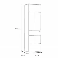 Vitrine Imitation Chêne Loftscape Éclairage Corey Gri -Armoires Soldes 1000282745 211109 144354000571 SKETCH DETAILS P000000001000282745 sketch
