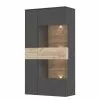 Porte Vitrine Imitation Chêne Verre Loftscape Éclairage Corey Gri -Armoires Soldes 1000282747 211109 14435500093 IMAGE P000000001000282747