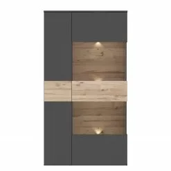 Porte Vitrine Imitation Chêne Verre Loftscape Éclairage Corey Gri -Armoires Soldes 1000282747 211109 144406000115 DETAILS P000000001000282747