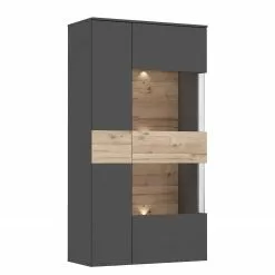 Porte Vitrine Imitation Chêne Verre Loftscape Éclairage Corey Gri -Armoires Soldes 1000282747 211109 144406000121 DETAILS P000000001000282747
