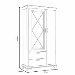 Kimbark Ridgevalley Vitrine Pin Ii Imitation Blanc -Armoires Soldes 1000295074 210924 143050000599 SKETCH DETAILS P000000001000295074 sketch