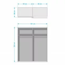 Armoire Reflect+ 222 Cm 181 Cm Largeur 2 Alpin Blanc -Armoires Soldes 1000303388 211201 11250800899 SKETCH DETAILS P000000001000303388 sketch