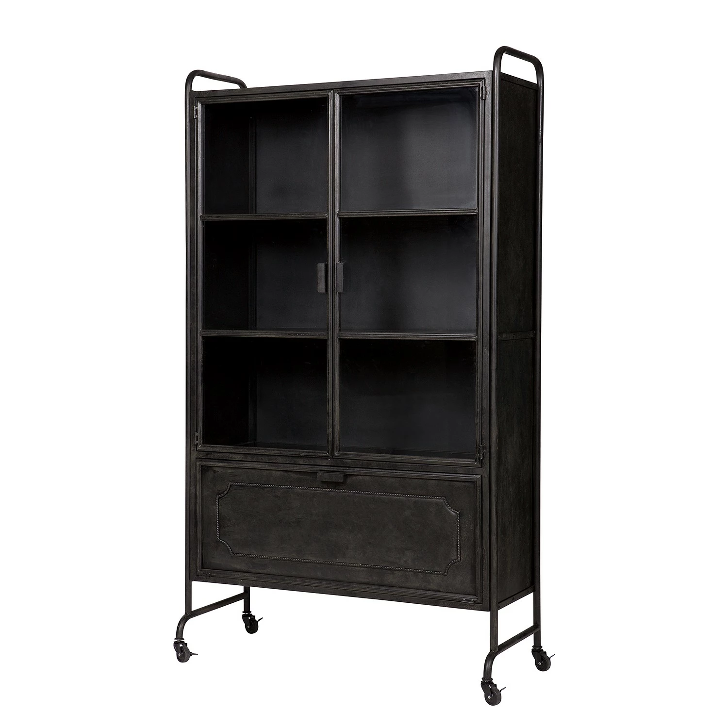 Vitrine Living Vintage Leska Métal Noir Red 3 Vitrine Living Vintage Leska Métal Noir Red