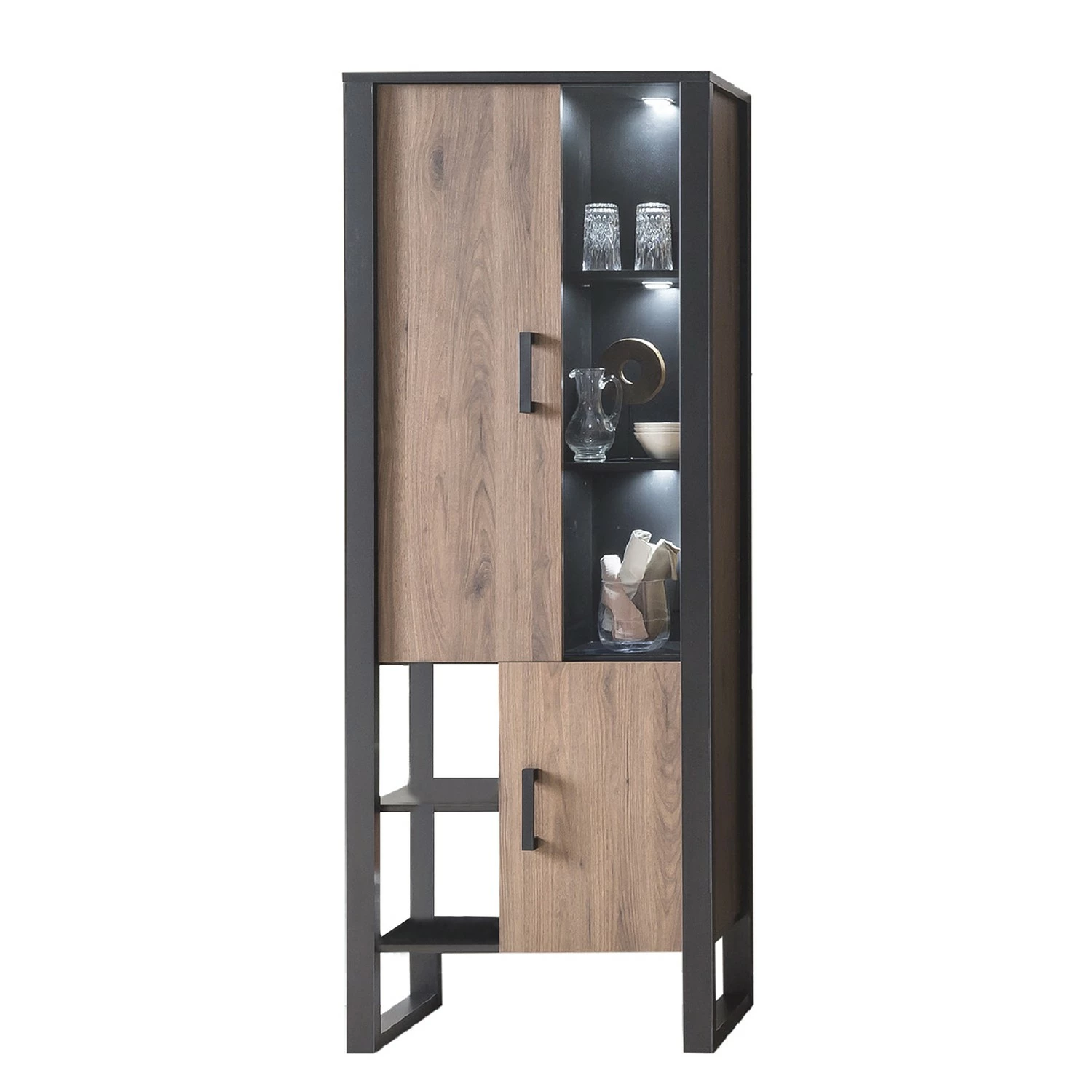 Norddal Imitation Noyer / Noir Vitrine Living Red 6 Norddal Imitation Noyer / Noir Vitrine Living Red – Image 4