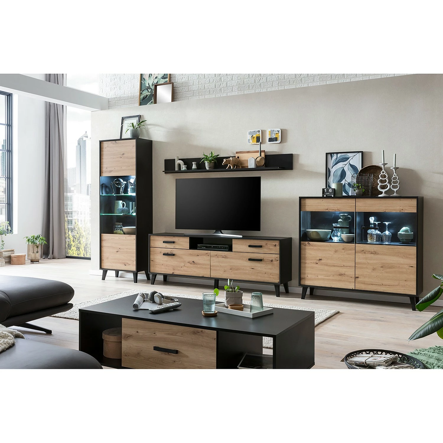 Norrwood Vitrine Imitation Chêne 199 Cm Artisan Argenteuil 8 Norrwood Vitrine Imitation Chêne 199 Cm Artisan Argenteuil – Image 6