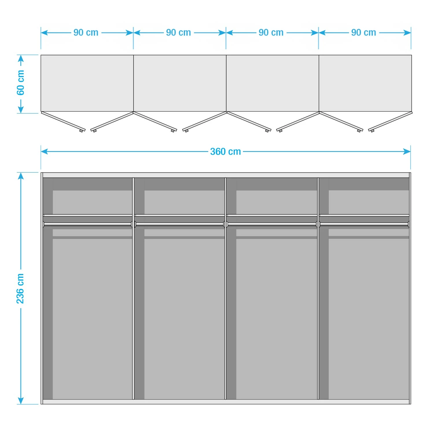 Armoire Imitation Chêne Graphite 236 Cm 360 Cm Largeur Artisan Pure 9 Armoire Imitation Chêne Graphite 236 Cm 360 Cm Largeur Artisan Pure – Image 7