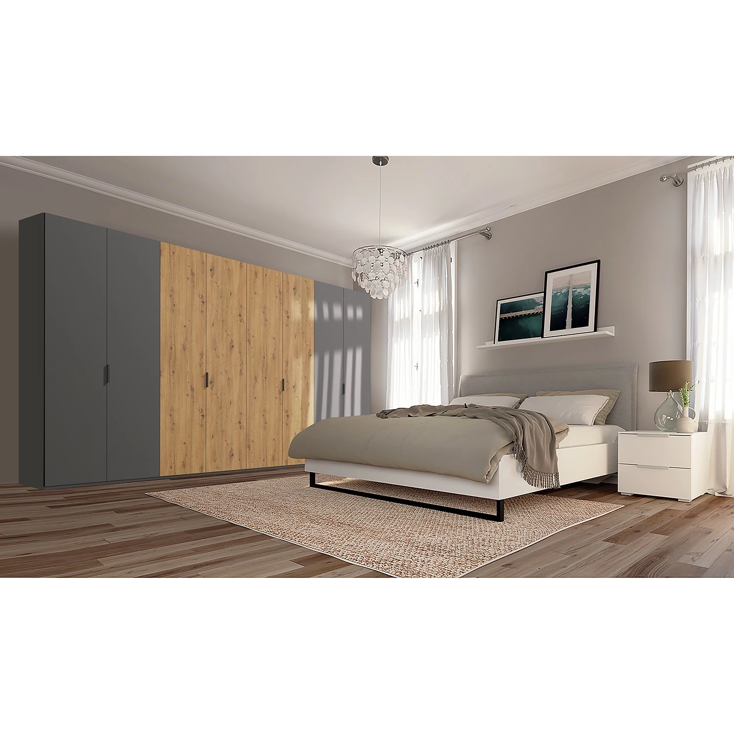 Armoire Imitation Chêne Graphite 236 Cm 360 Cm Largeur Artisan Pure 4 Armoire Imitation Chêne Graphite 236 Cm 360 Cm Largeur Artisan Pure – Image 2