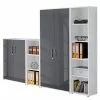 Avin Brillant Armoire Murale Furnitive Anthracite (4 Éléments) Blanc -Armoires Soldes 1000332900 220304 010 IMAGE P000000001000332900