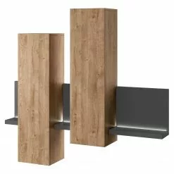 Meuble Imitation Chêne Haut Éclairage Inclu Loftscape Anthracite